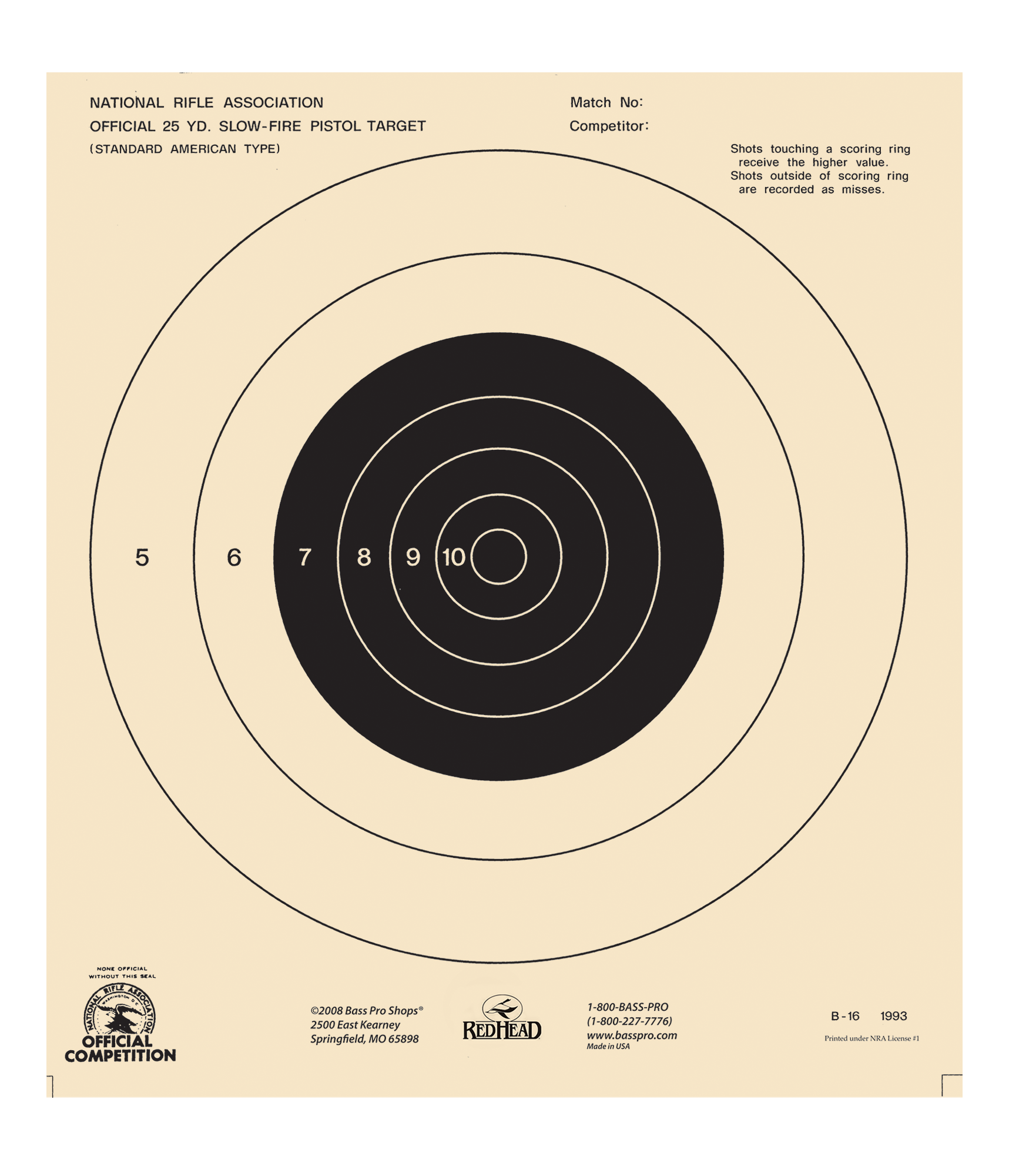 RedHead Official NRA Pistol Targets Bass Pro Shops